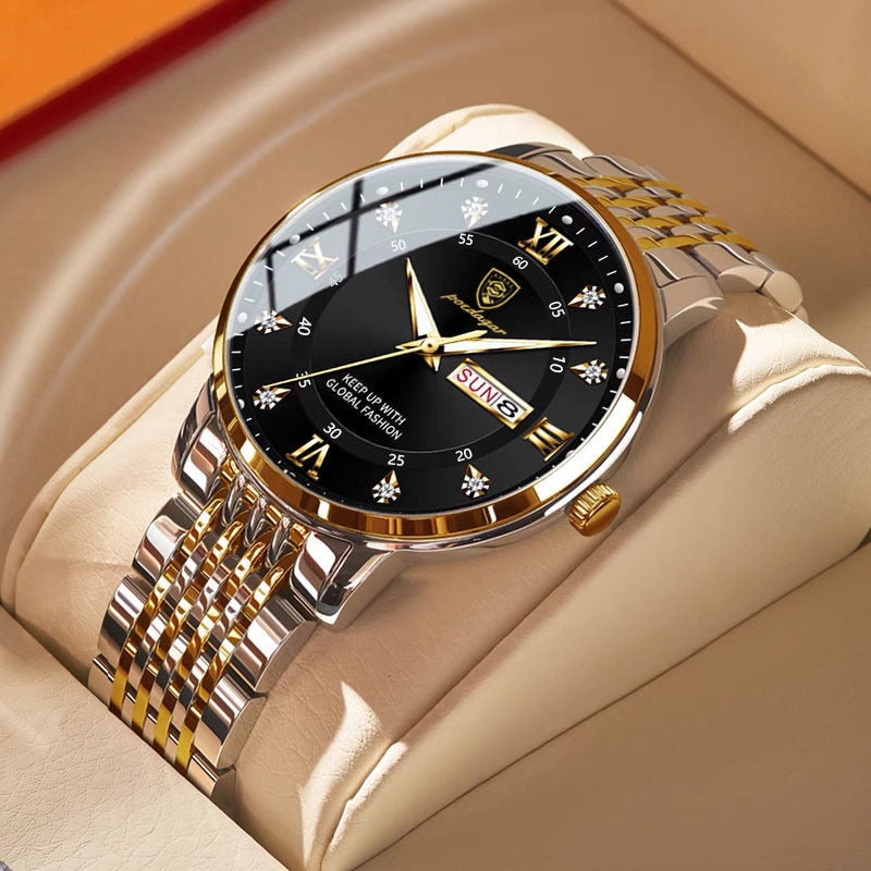 POEDAGAR Men's wrist  Watch Stainless Steel  / waterproof / Luminous Date , enter Discount Code BSATYMPNPZBQ  Buy 1 get 1 FREE / FREE Shipping