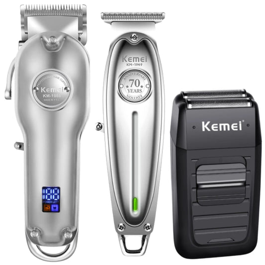 Kemei Professional  Mombo Kit  KM-1986, KM-1949, KM-1102  3-piece Combo set USB Charger / Trimmer, Cutter, electric shaver for men /  FREE Shipping