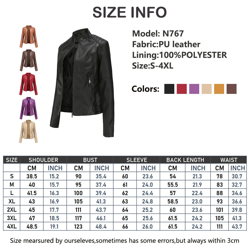 Ladies  Leather  Slim  Jacket comfortable lining and warm / FREE Shipping - tracking available