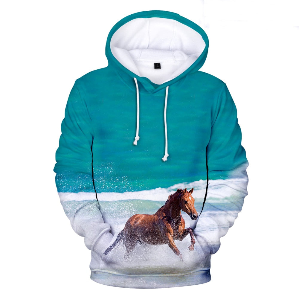 Ladies / Men hoodie beautiful  3D  animal Prints  / horse Men/ pullover streetwear / FREE shipping