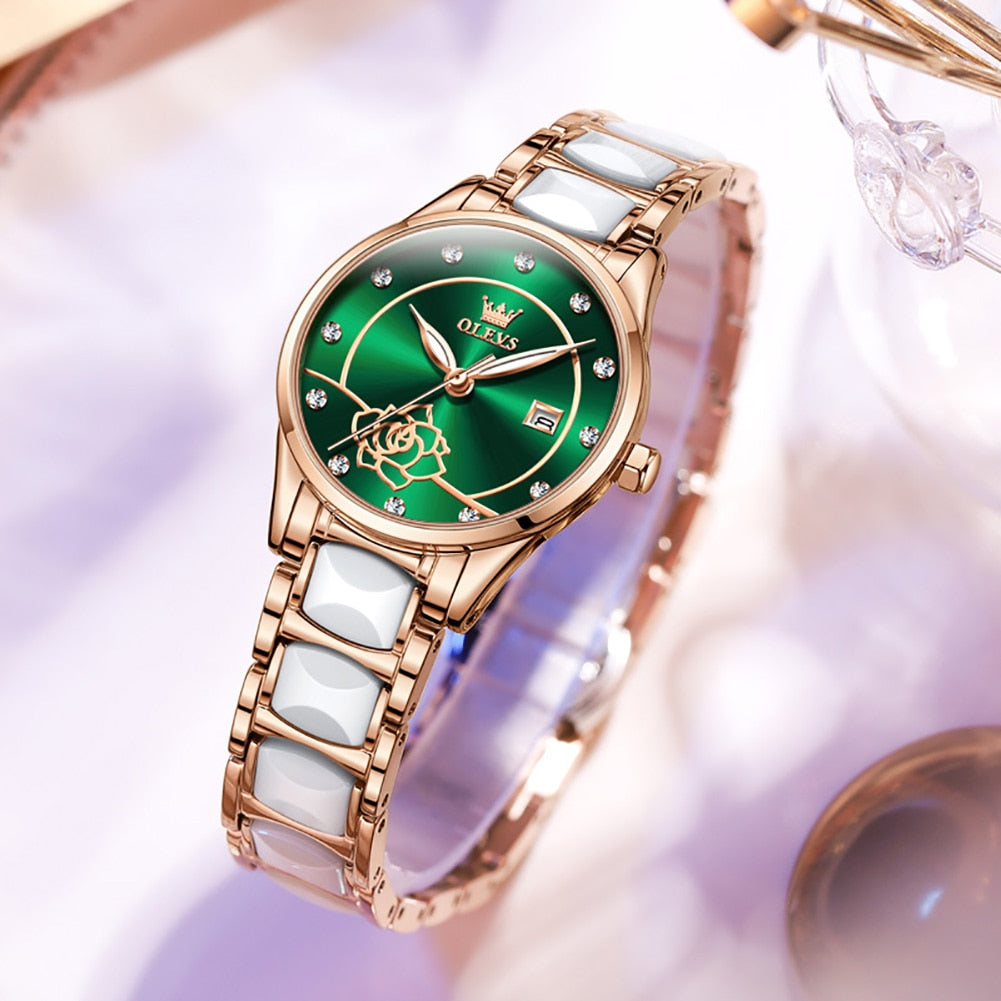 OLEVS beautiful elegant Watches for Women  Camellia /  Quartz / Japan Movement / 30M Waterproof