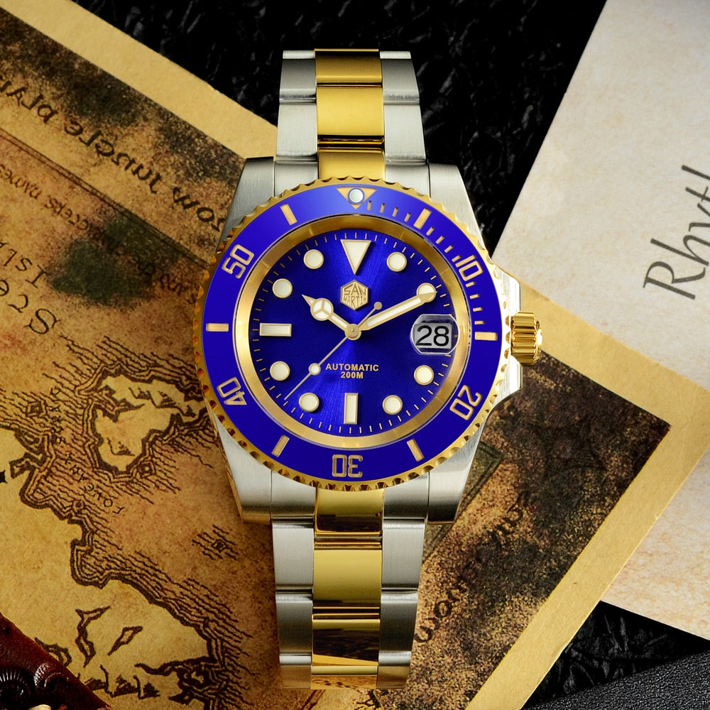 San Martin Diver Watch Water Ghost Sub Homage NH35 Luxury Sapphire Men Mechanical Watches 20Bar Waterproof BGW-9 Luminous