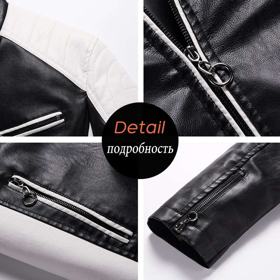 Men's New Motor Biker Fashion Leather Jacket comfortable and warm / FREE Shipping - tracking available