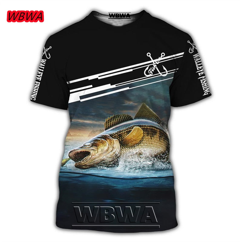 Men and Ladies t-shirt popular custom 3D prints of fish / FREE Shipping