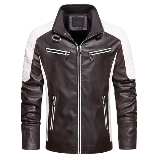 Men's New Motor Biker Fashion Leather Jacket comfortable and warm / FREE Shipping - tracking available