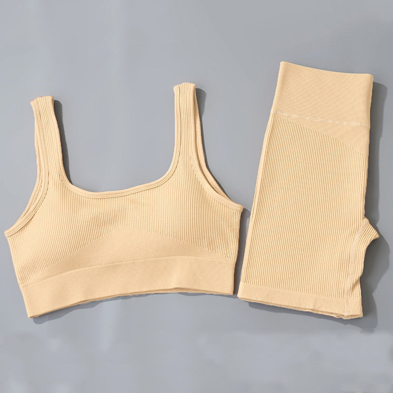 Women Seamless Shorts  with Sports tube top comfortable  2 Two Piece outfit  / FREE Shipping