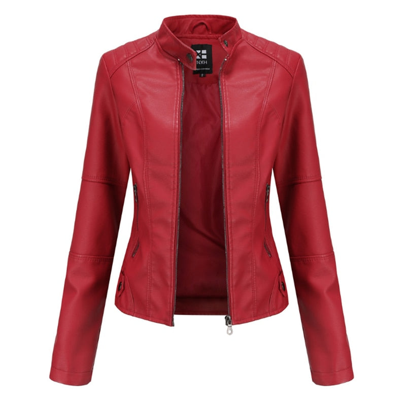 Ladies  Leather  Slim  Jacket comfortable lining and warm / FREE Shipping - tracking available