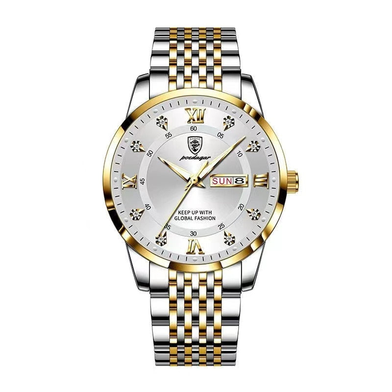 POEDAGAR Men's wrist  Watch Stainless Steel  / waterproof / Luminous Date , enter Discount Code BSATYMPNPZBQ  Buy 1 get 1 FREE / FREE Shipping