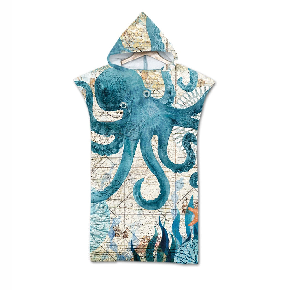 Adult custom print  hoodie Beach robe / Bath robe great for the Beach or casual wear / Free Shippng