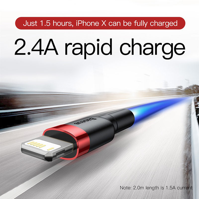 Baseus USB Cable for iPhone14 13 12 11 Plus Cable 2.4A Fast Charging Cable for iPhone- Free Shipping