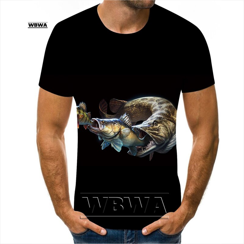 Men and Ladies t-shirt popular custom 3D prints of fish / FREE Shipping