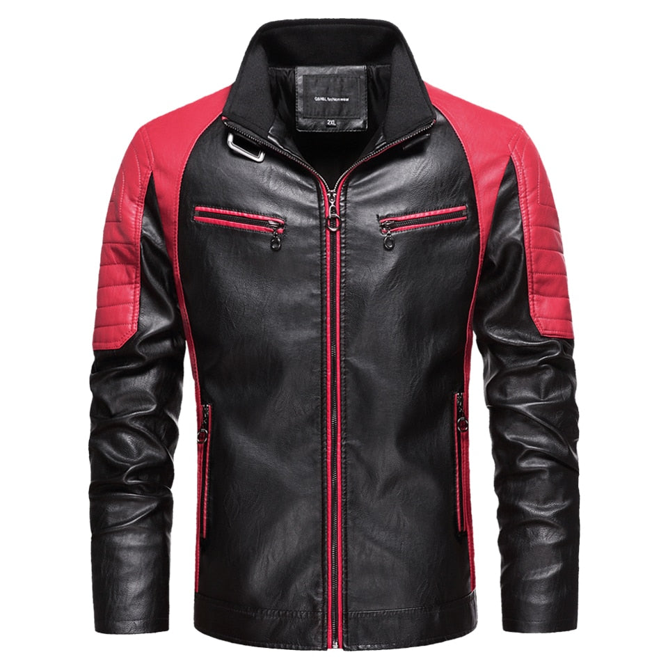 Men's New Motor Biker Fashion Leather Jacket comfortable and warm / FREE Shipping - tracking available