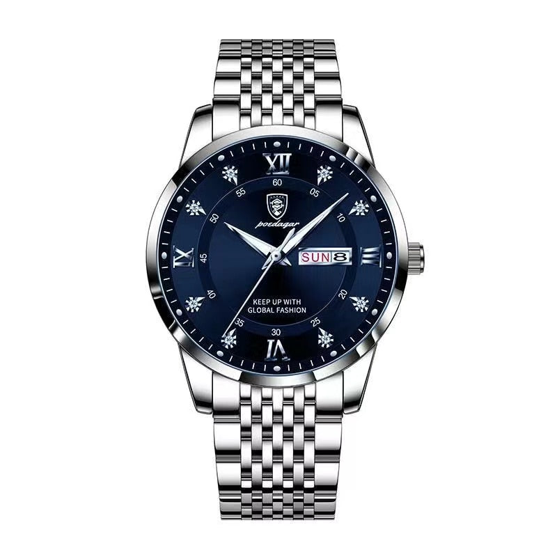 POEDAGAR Men's wrist  Watch Stainless Steel  / waterproof / Luminous Date , enter Discount Code BSATYMPNPZBQ  Buy 1 get 1 FREE / FREE Shipping