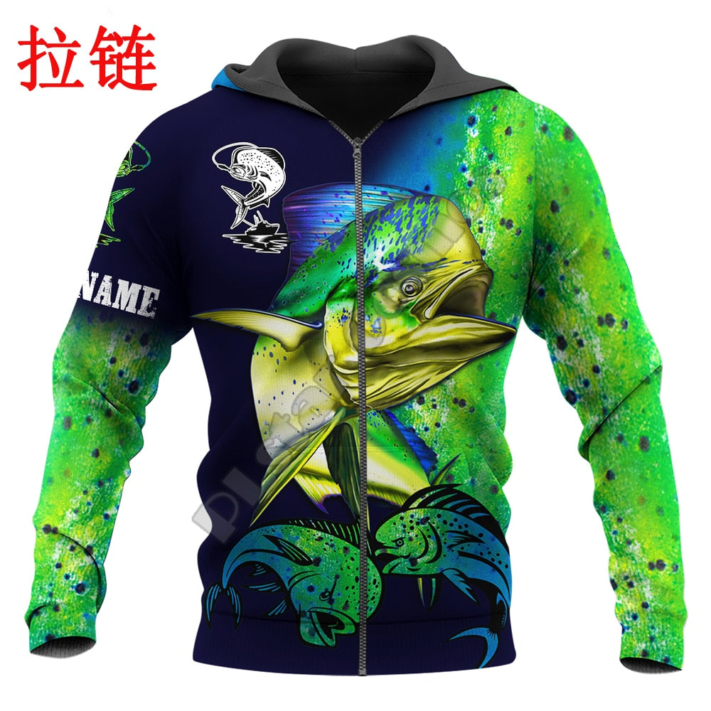 Ladies/ Men  hoodies or sweat shirt with beautiful  Mahi fish  3D images  Deluxe Hoodie  Zip Pullover  / FREE shipping