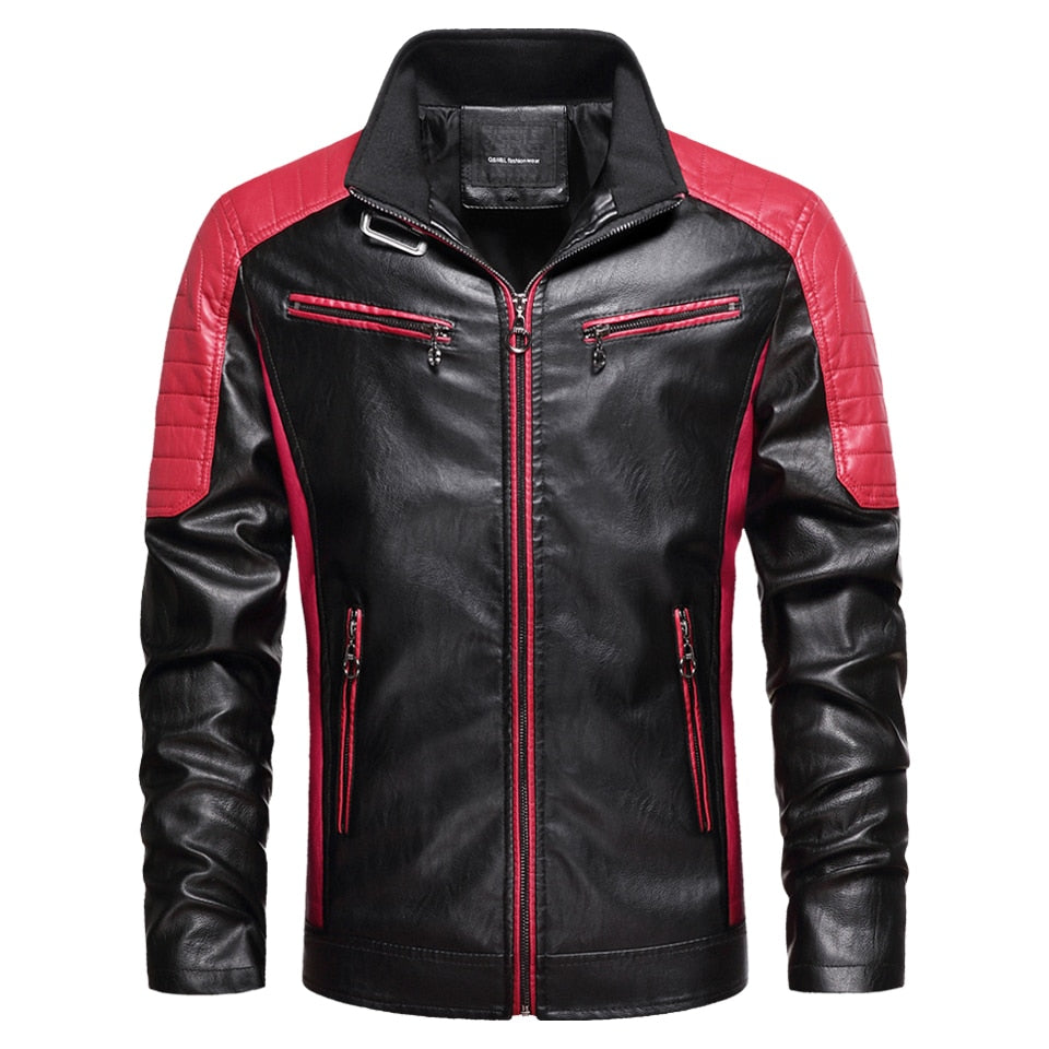 Men's New Motor Biker Fashion Leather Jacket comfortable and warm / FREE Shipping - tracking available