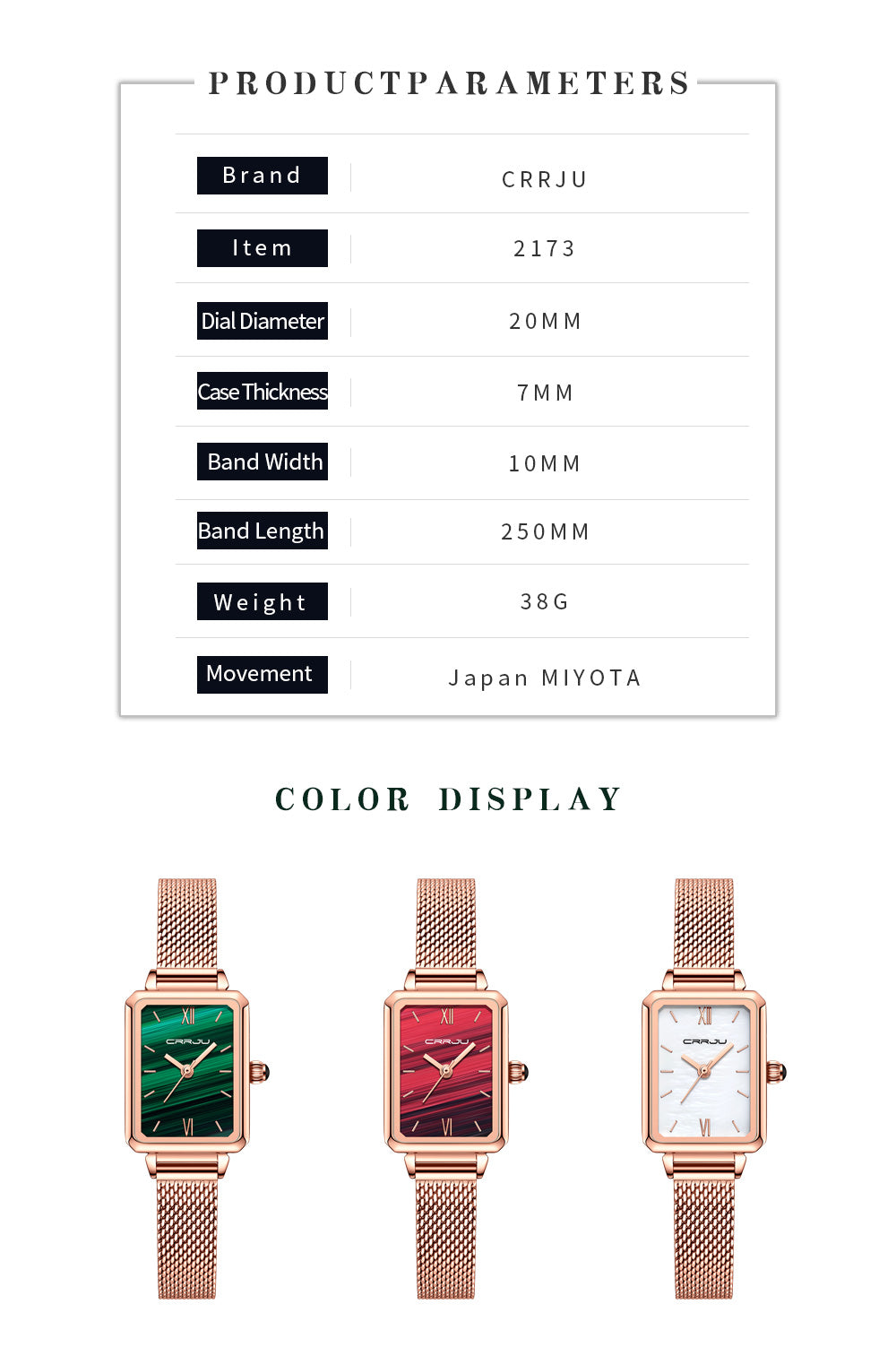 Ladies Green Square Watch Analog Quartz Stainless Steel Mesh Leather Band Casual Fashion Ladies Wrist Watches 3ATM Waterproof