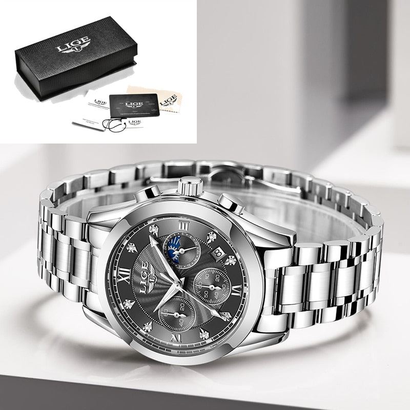 LIGE beautiful elegant  Ladies Watch / Waterproof/  Rose Gold Steel Strap / Top Brand Bracelet