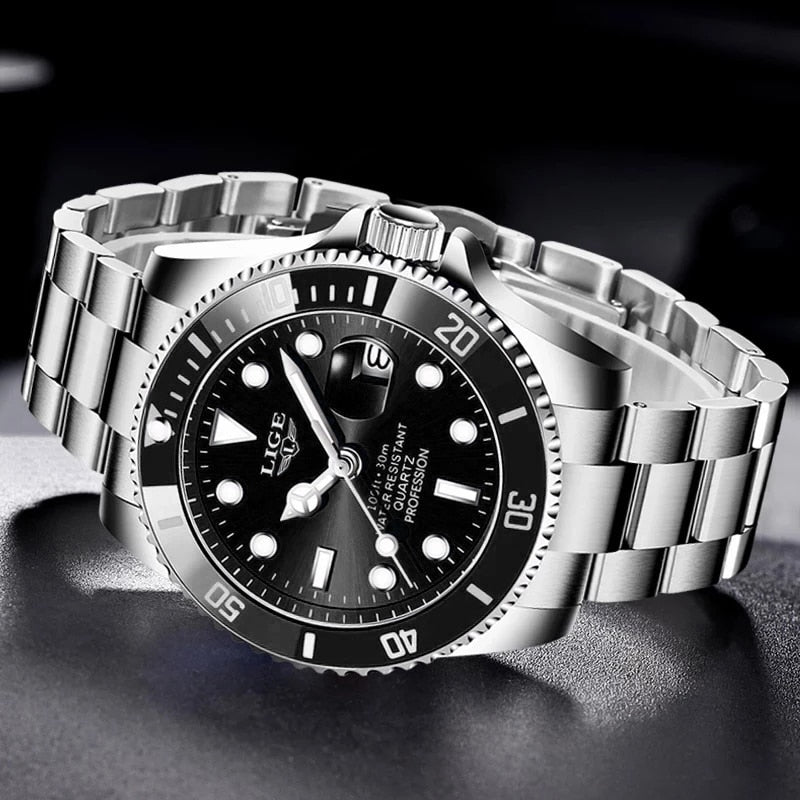 LIGE Top Brand Luxury Fashion Diver Watches for Men /  30ATM Waterproof / FREE Shipping