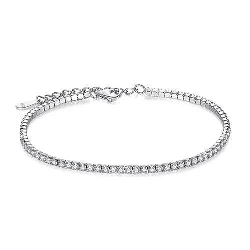 ELESHE 925 Sterling Silver Tennis Charm Bracelet For Women Anti-Allergy / Free Shipping