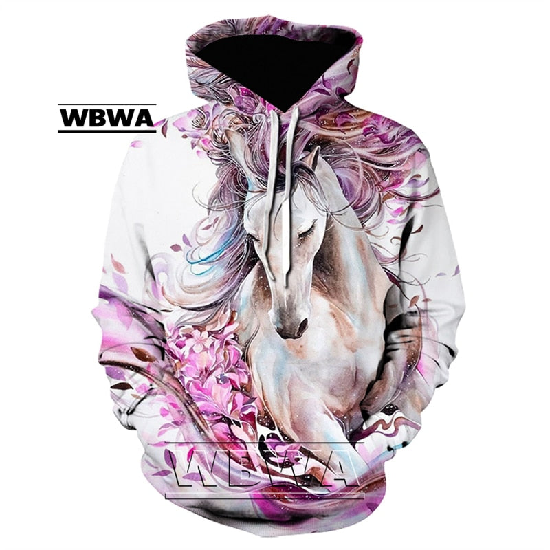 Ladies / Men hoodie beautiful  3D  animal Prints  / horse Men/ pullover streetwear / FREE shipping
