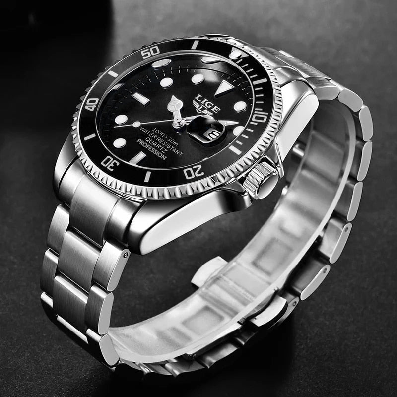 LIGE Top Brand Luxury Fashion Diver Watches for Men /  30ATM Waterproof / FREE Shipping