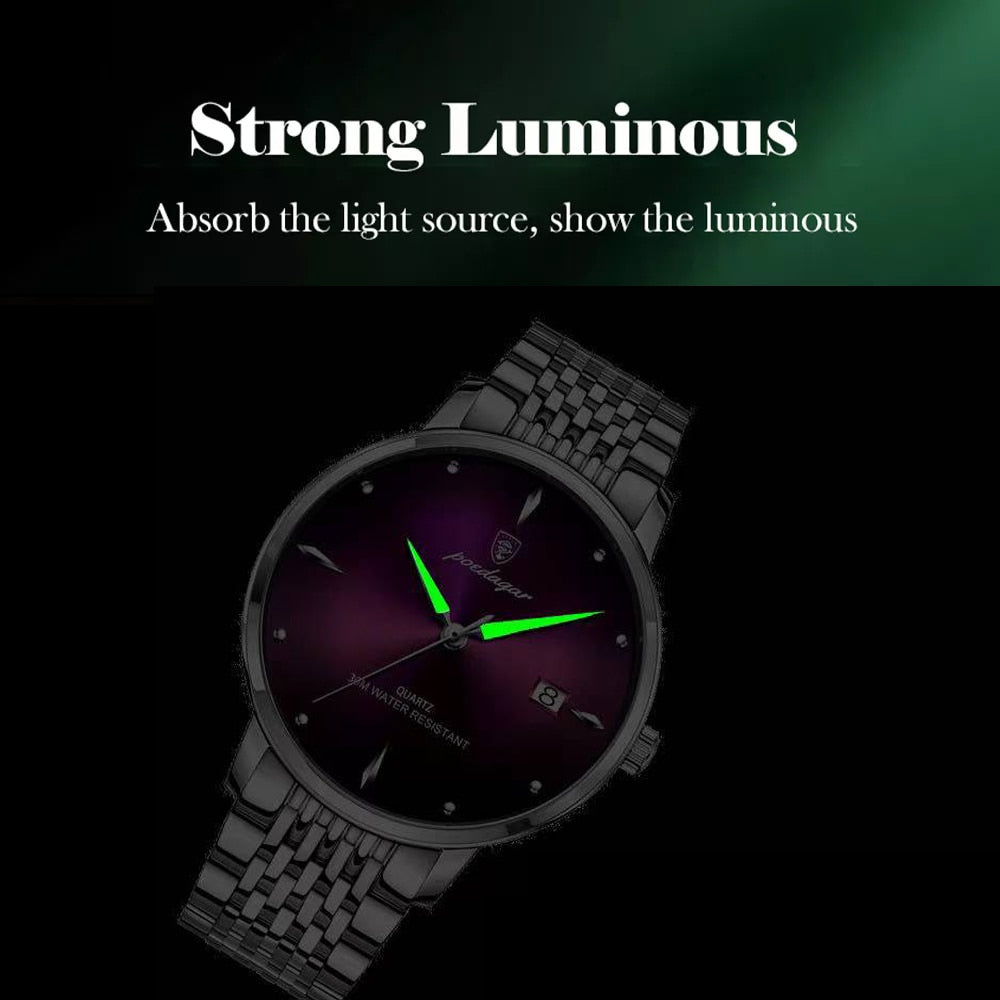 POEDAGAR Men's  Quartz  Watch  / Waterproof / Luminous / Stainless Steel , enter Discount Code 1QFX86VKJ1AS  Buy 1 get 1 FREE / FREE Shipping