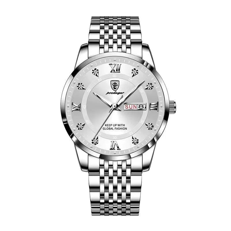 POEDAGAR Men's wrist  Watch Stainless Steel  / waterproof / Luminous Date , enter Discount Code BSATYMPNPZBQ  Buy 1 get 1 FREE / FREE Shipping