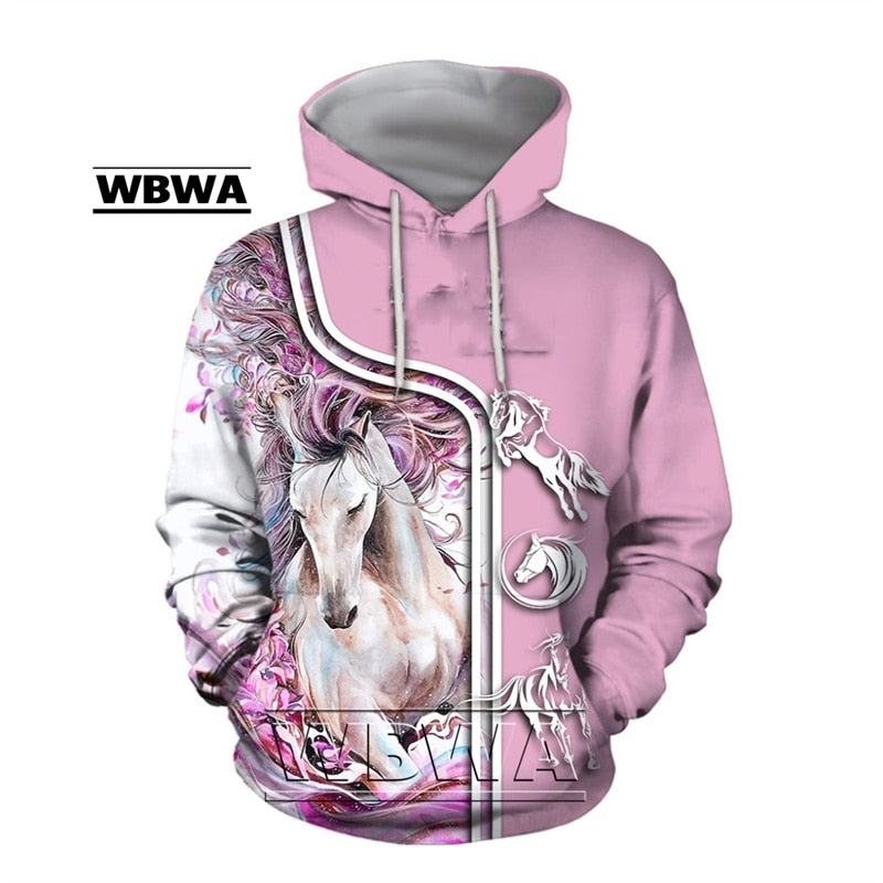 Ladies / Men hoodie beautiful  3D  animal Prints  / horse Men/ pullover streetwear / FREE shipping
