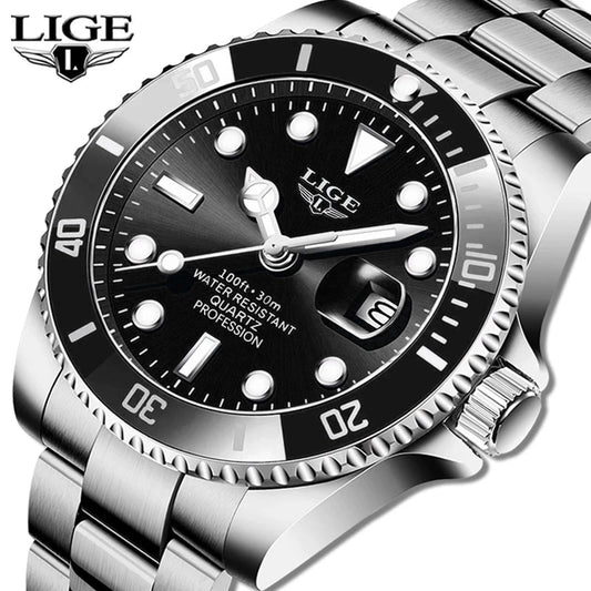 LIGE Top Brand Luxury Fashion Diver Watches for Men /  30ATM Waterproof / FREE Shipping