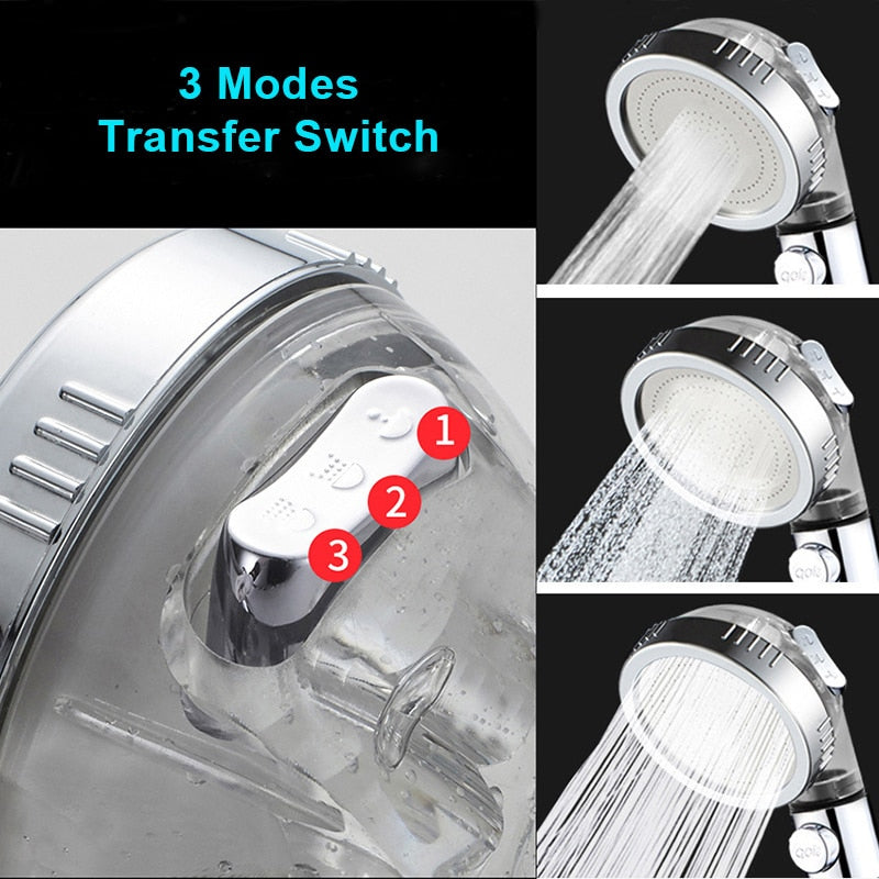Shower head with fIlitration/stop button 3 Modes and Filter balls / Buy 4 get 1 FREE / Enter Code 0HMG0MQAHKKV / Free Shipping