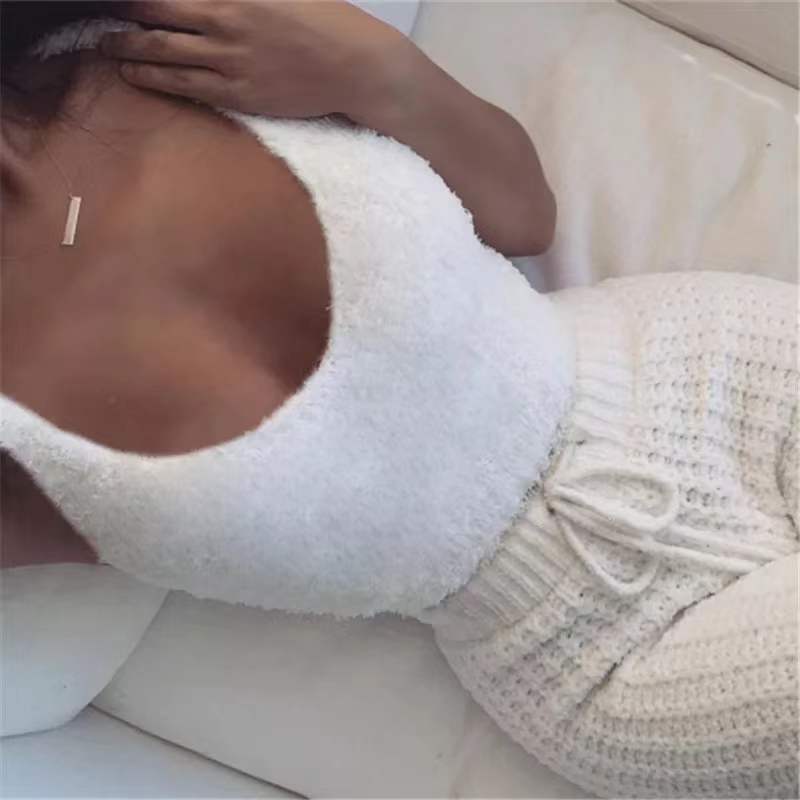 Ladies 3 Piece Fluffy Fleece  Outfit Jacket / Top / Shorts Sexy Backless Top / FREE Shipping
