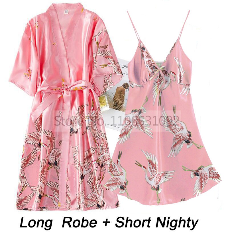 Ladies 2 piece Robe Set Bride Wedding Robe Gown Lace Sexy /  Kimono Bathrobe  / FREE Shipping