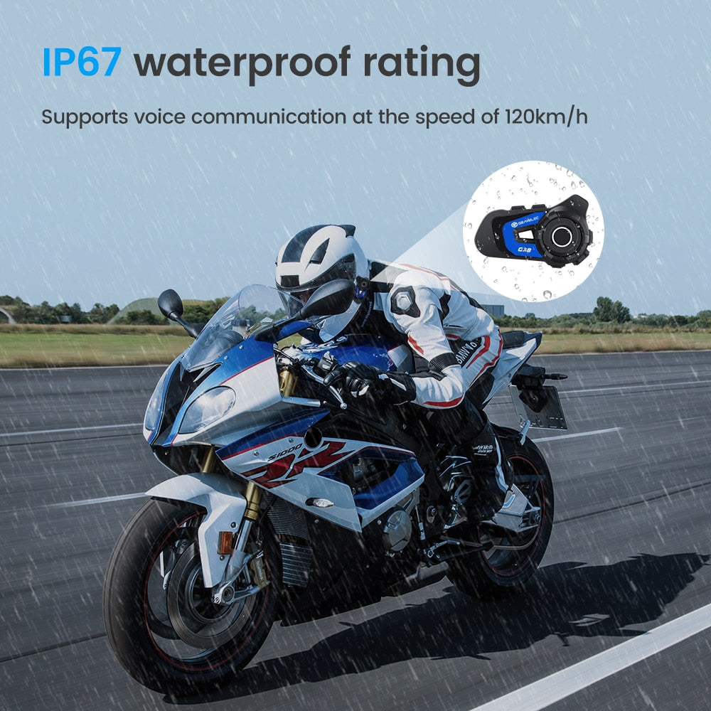 GEARELEC GX8 Bluetooth Motorcycle Intercom Helmet Headset 8 Rider Speaker Headphone/Music Sharing Interphone / FREE Shipping