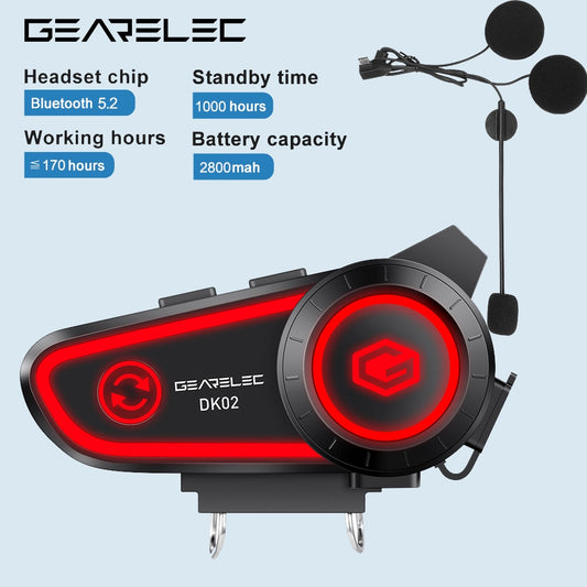 GEARELEC DK02 Motorcycle Helmet Headset Stereo Bluetooth Hands Free Call - IPX7 / Free Shipping