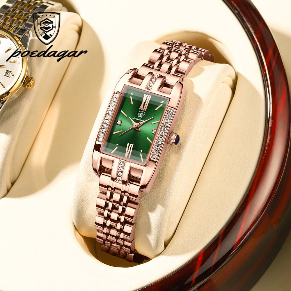 POEDAGAR Elegant Ladies Watch with 32 sparkling Diamonds-luminous/ FREE Shipping
