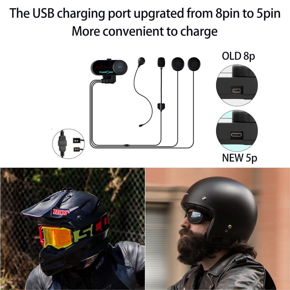 FreedConn Bluetooth Motorcycle Intercom Helmet Headset Headphone FM Music/ FREE Shipping