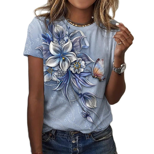 Ladies blouses beautiful floral with butterfly  designs comfortable top / enter Discount Code  V6TAH906VZ72    BUY 4 get 1 FREE  / FREE Shipping