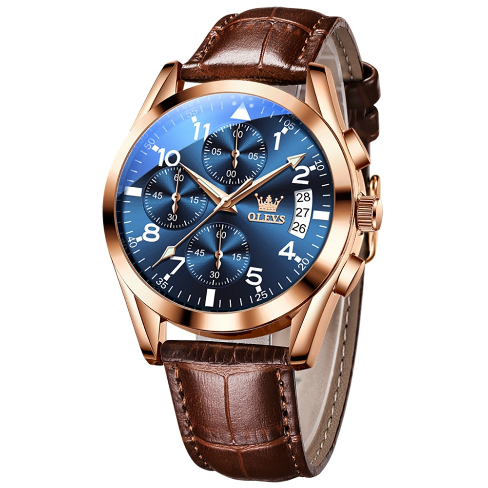 OLEVS Luxury Men's Watche,/  Waterproof /  Luminous Quartz /