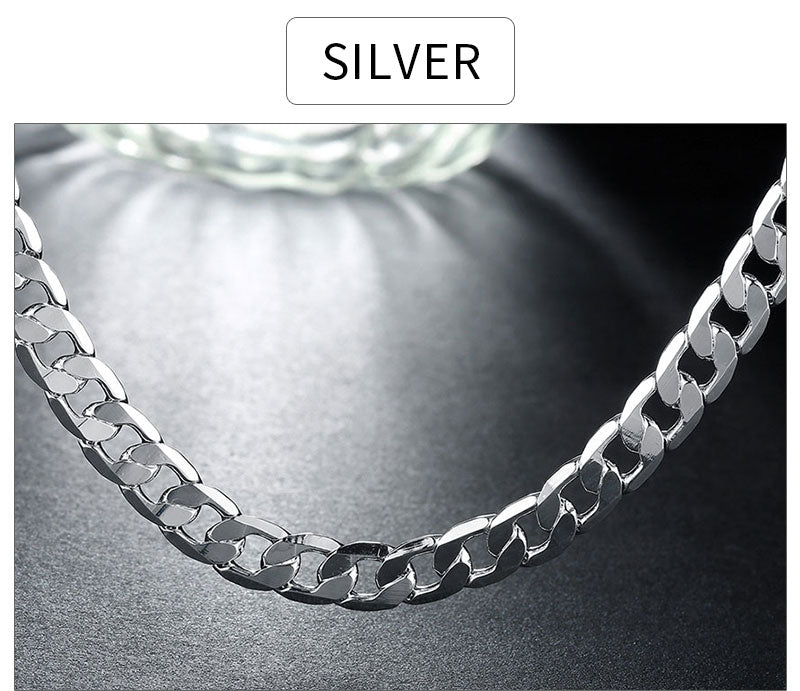 BATYYINY 925 Sterling Silver Italian Cuban Curb Chain Necklaces Men-Women/Free Shipping