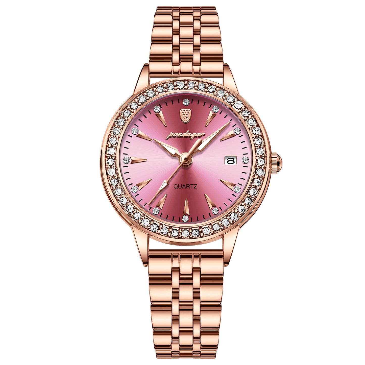 POEDAGAR Ladies Watch with sparkling Diamonds / Luminous / Date / Quartz  / FREE Shipping