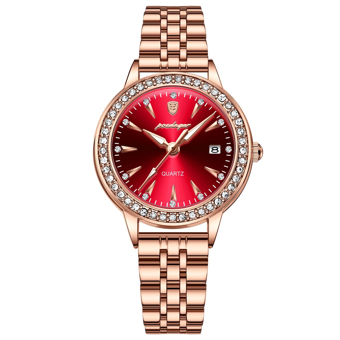 POEDAGAR Ladies Watch with sparkling Diamonds / Luminous / Date / Quartz  / FREE Shipping