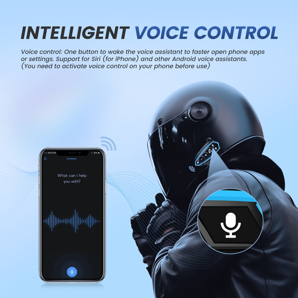 Gearelec Motorcycle Helmet Headset Bluetooth 5.0 EDR 3PCS Replace Frame Wireless  IP67 Waterproof / Buy 3 get 1 FREE / Enter Code P4TKB85AB2ET/ FREE Shipping