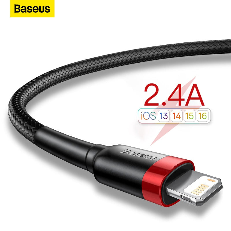 Baseus USB Cable for iPhone14 13 12 11 Plus Cable 2.4A Fast Charging Cable for iPhone- Free Shipping