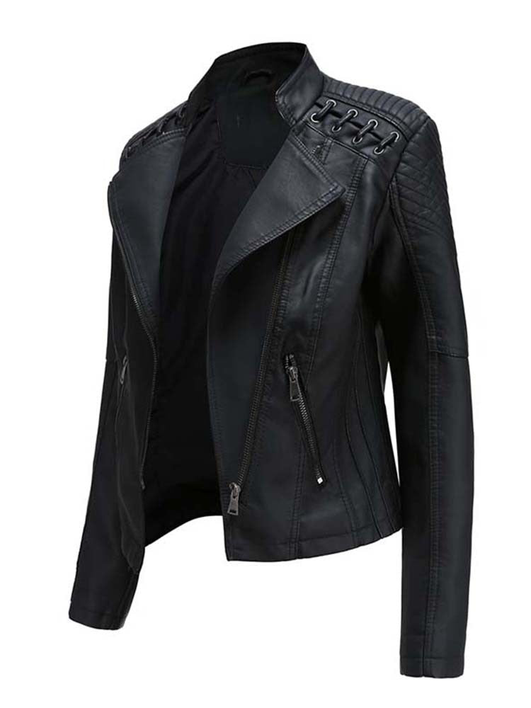 Ladies Leather Jacket , pockets , zippers with comfortable lining - TOP Seller / FREE Shipping
