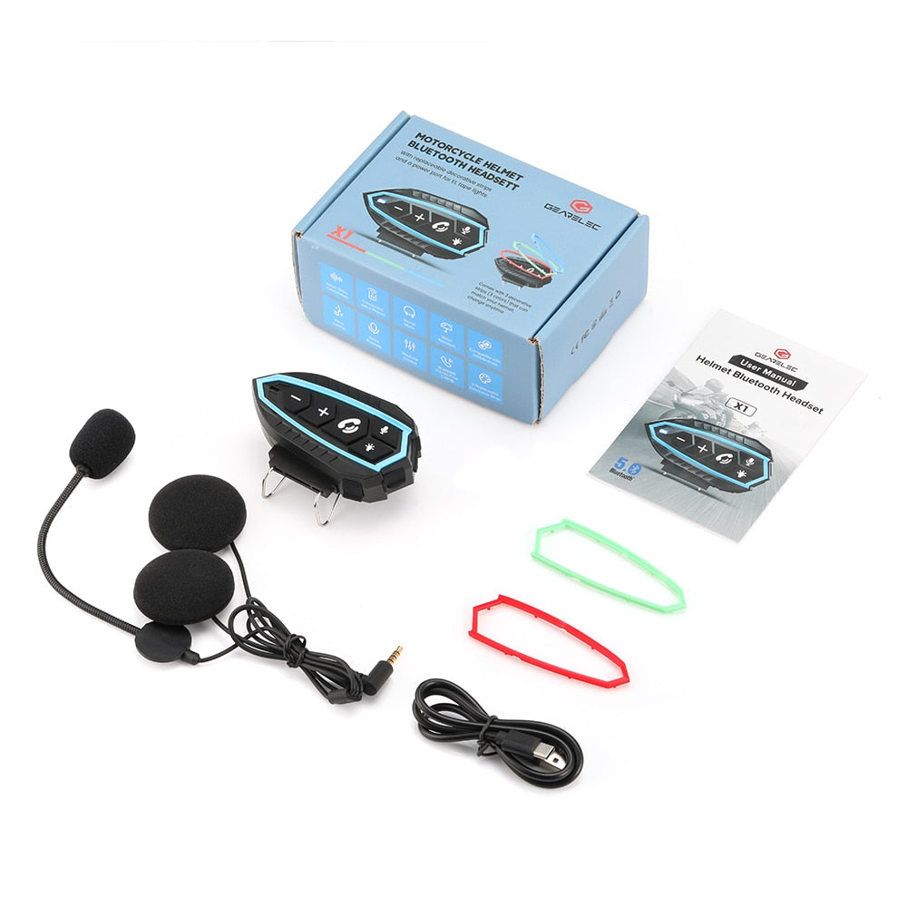 Gearelec Motorcycle Helmet Headset Bluetooth 5.0 EDR 3PCS Replace Frame Wireless  IP67 Waterproof / Buy 3 get 1 FREE / Enter Code P4TKB85AB2ET/ FREE Shipping