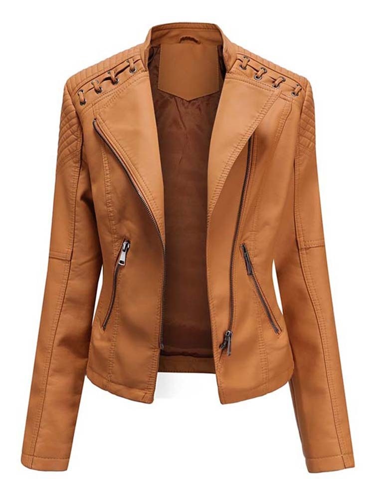 Ladies Leather Jacket , pockets , zippers with comfortable lining - TOP Seller / FREE Shipping
