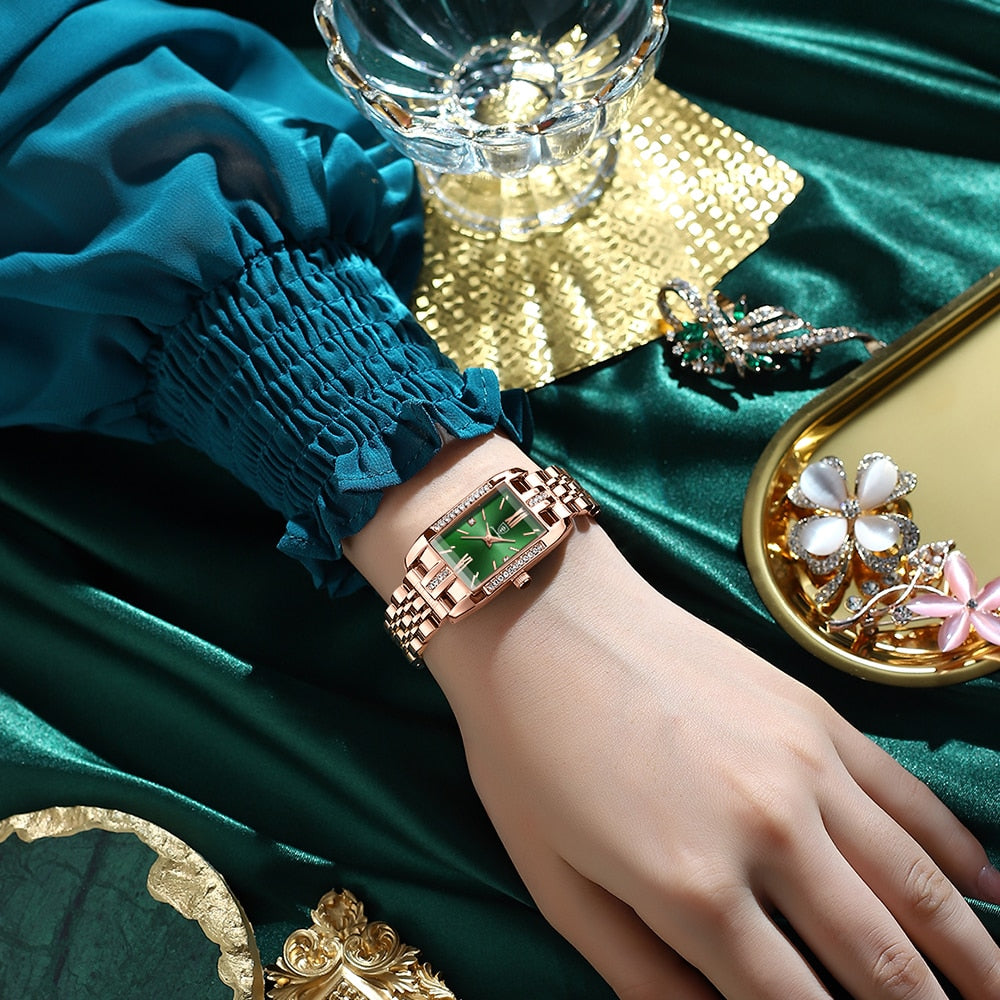 POEDAGAR Elegant Ladies Watch with 32 sparkling Diamonds-luminous/ FREE Shipping
