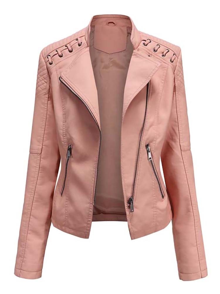 Ladies Leather Jacket , pockets , zippers with comfortable lining - TOP Seller / FREE Shipping