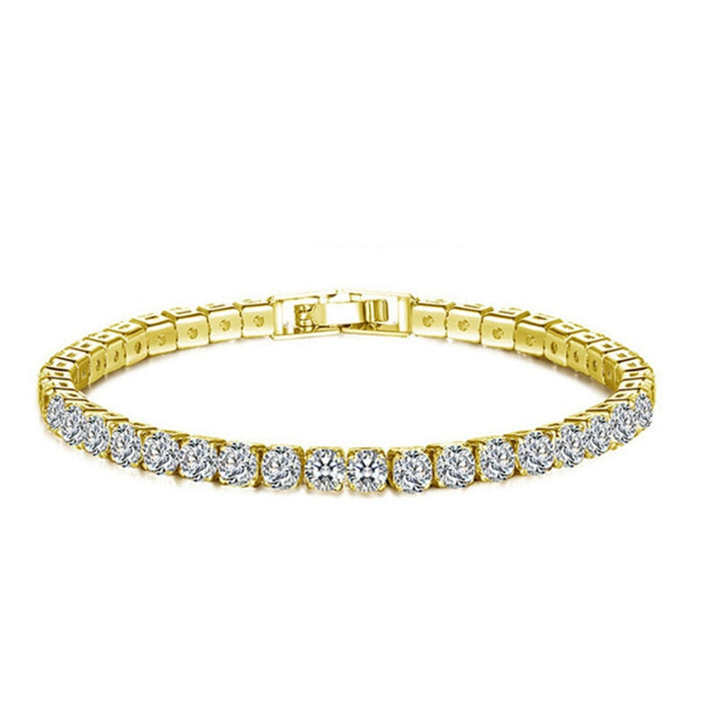 4mm Rhinestones Tennis Bracelet 19cm Gold Silver Color Bracelet / Free Shipping