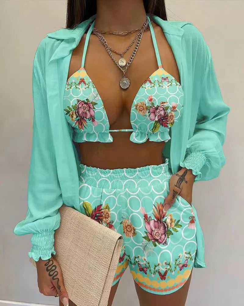 Ladies New Summer 3 Piece  Beach Outfit  /  Swimwear  / FREE shipping